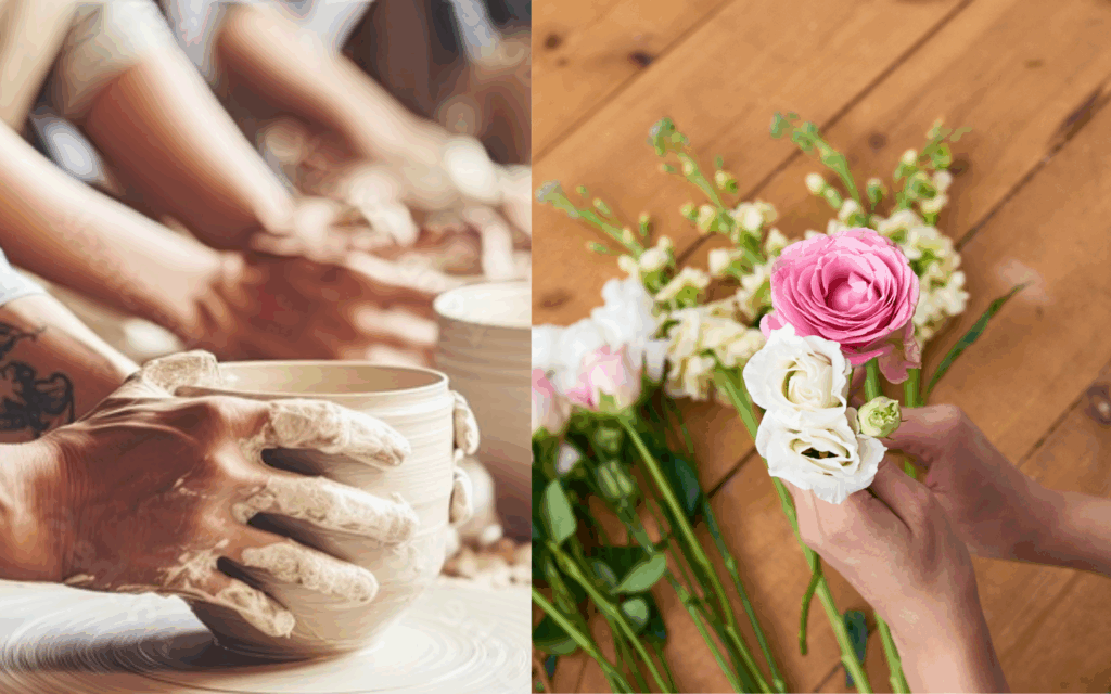 laboratori creativi di ceramica e di composizione floreale